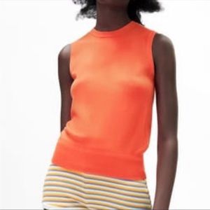 NWT Zara Knit Top Orange/Coral